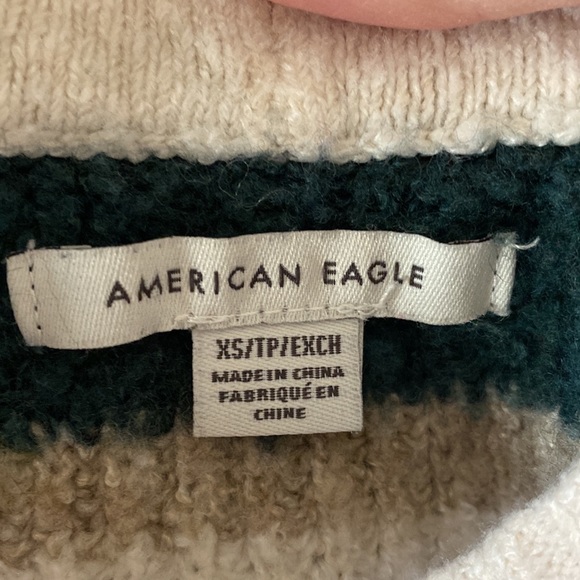 American Eagle plush knit ribbed striped cropped sweater size XS - Picture 9 of 11